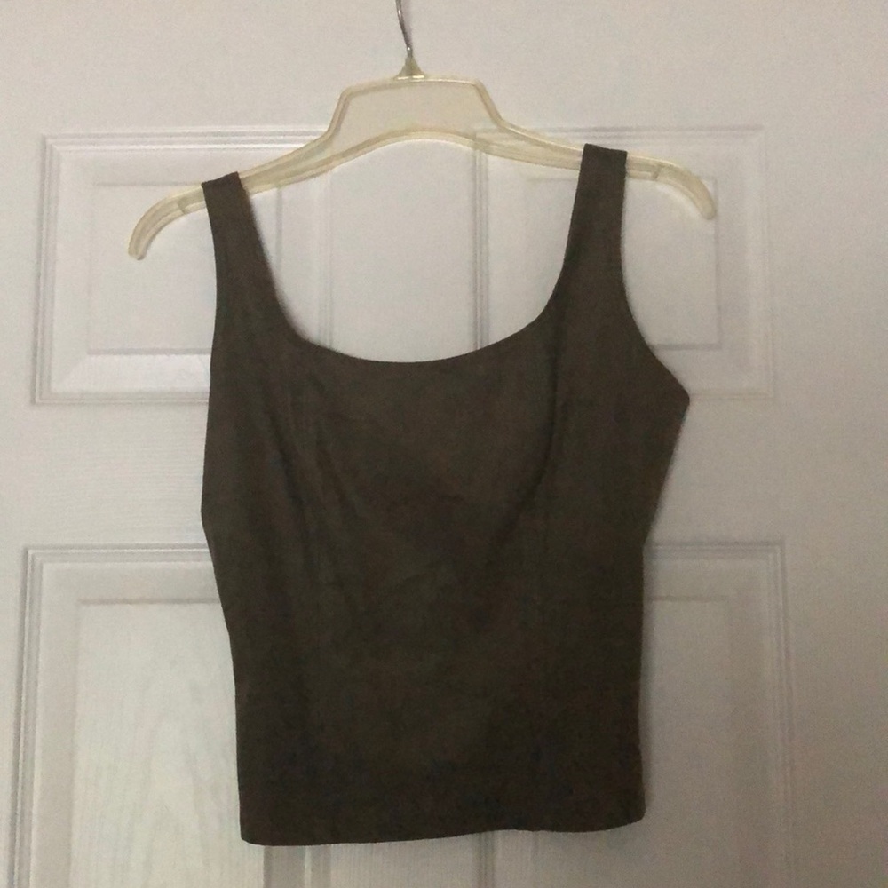 2 pc M tank S skirt Olive green microfiber